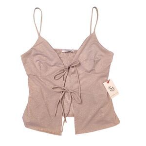 Sincerely Jules Sparkly Peach Tie Front Camisole Tank Top Large NWT